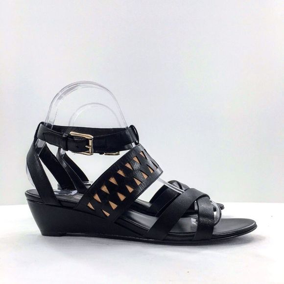 Rebecca Minkoff Shoes - Rebecca Minkoff Sandals Black Tan Leather Gladiator Strappy Wedge Sz 7